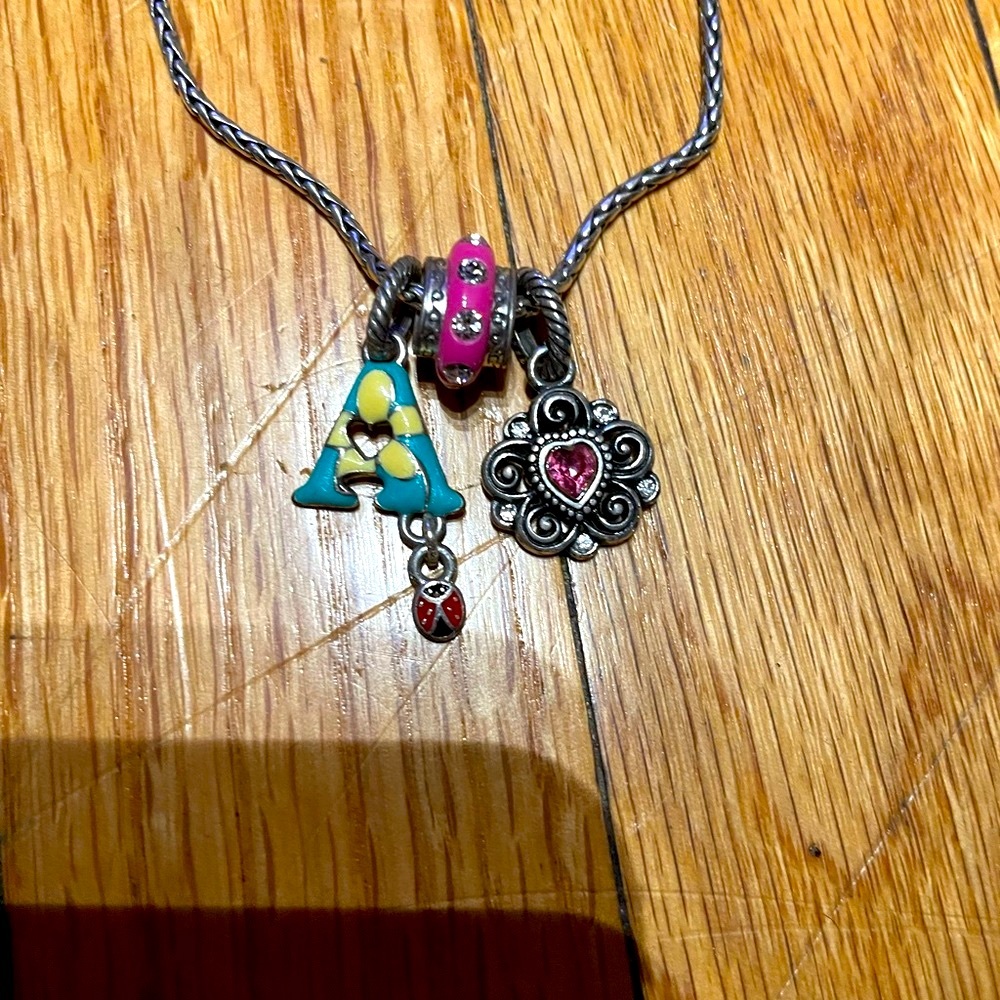 Brighton Retired Open Heart Charms Pendant Chain enamel crystal ladybug A letter